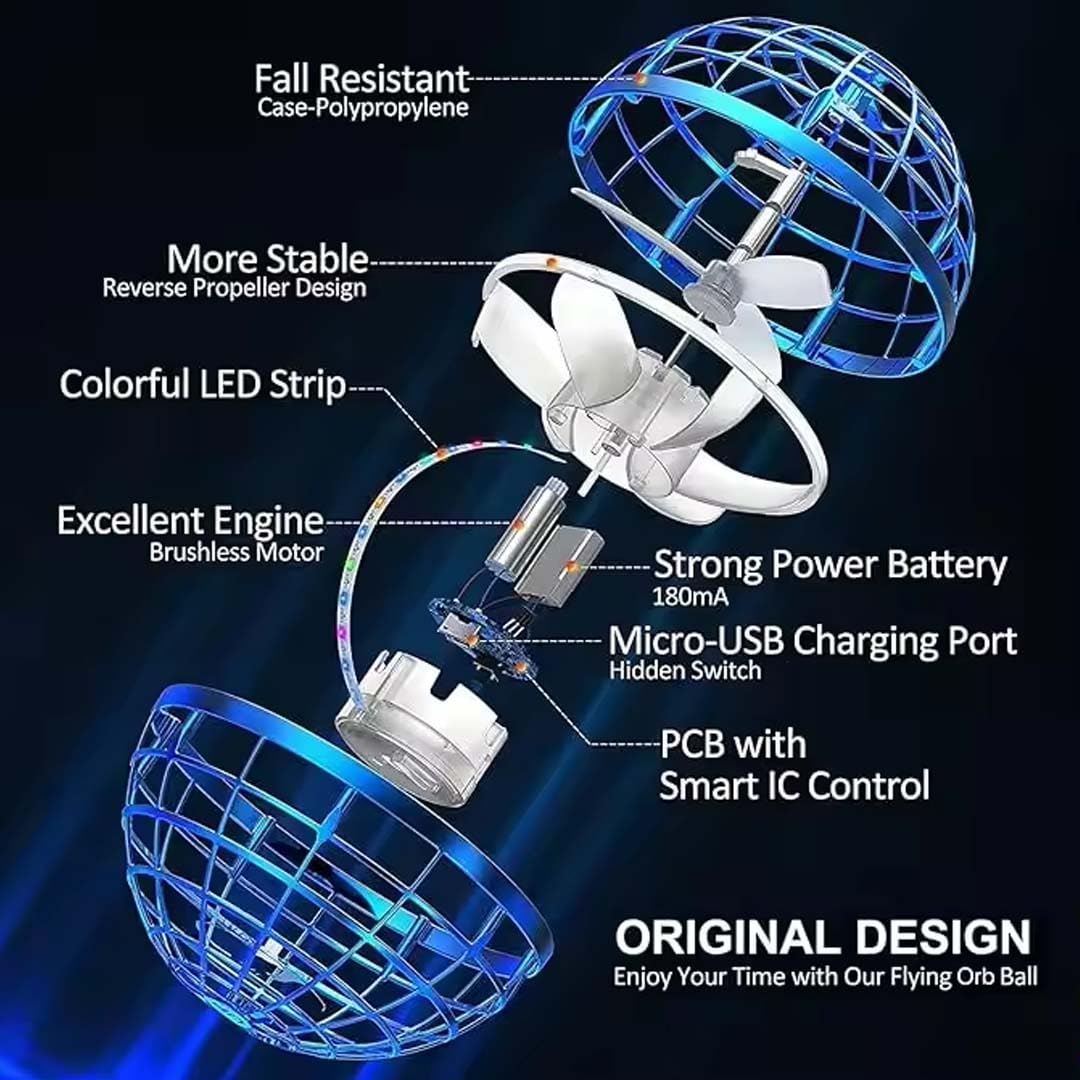 Flying Orb Ball Hand Controlled Boomerang Spinner, USB Rechargeable