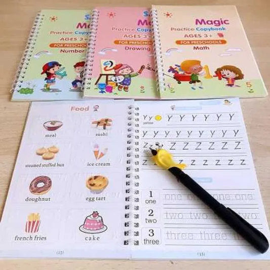 ✨ Magic Reusable Writing Book (4 Book + 10 Refill)