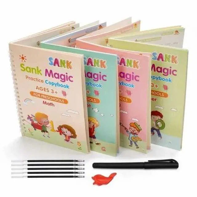 ✨ Magic Reusable Writing Book (4 Book + 10 Refill)