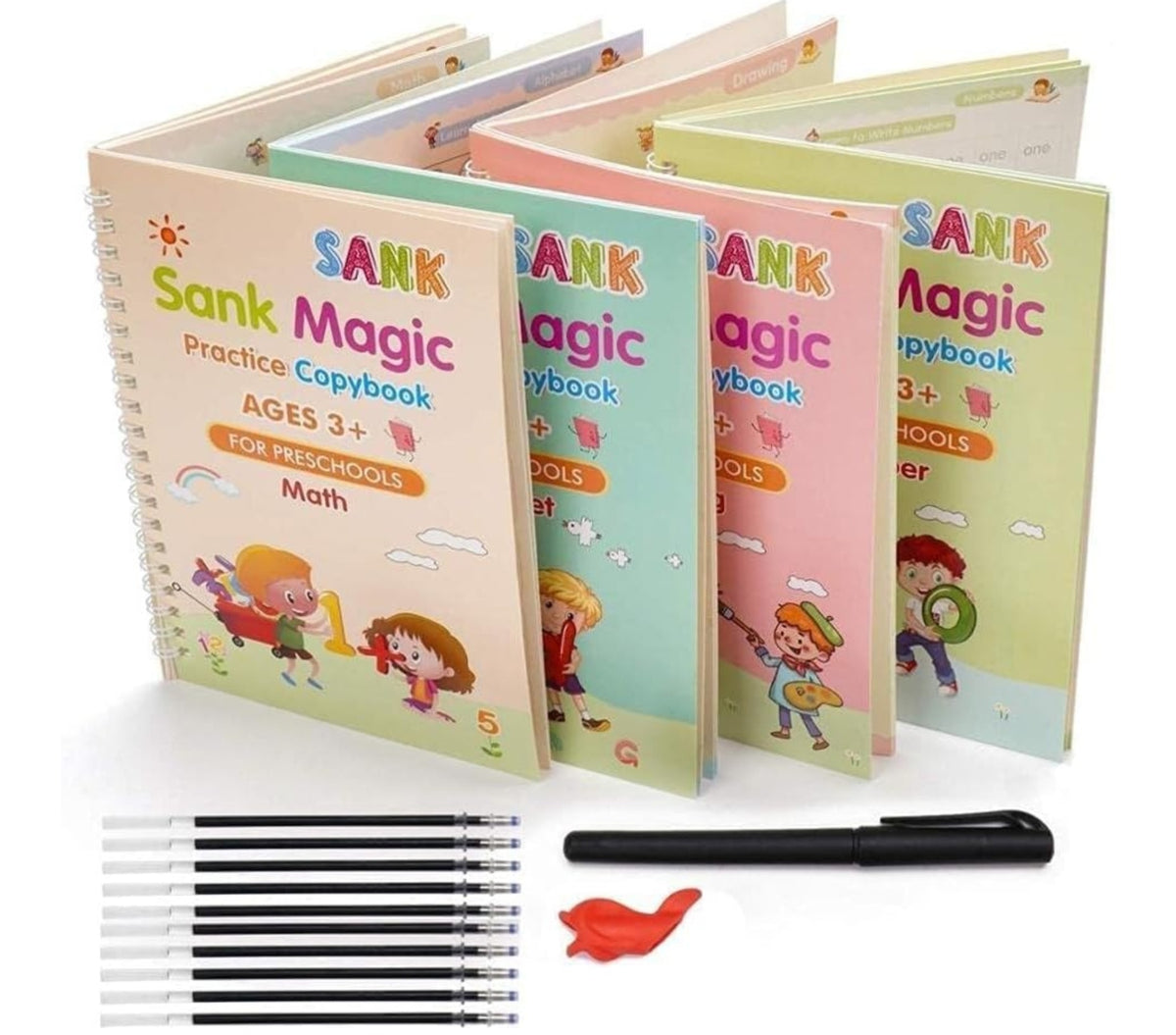✨ Magic Reusable Writing Book (4 Book + 10 Refill)